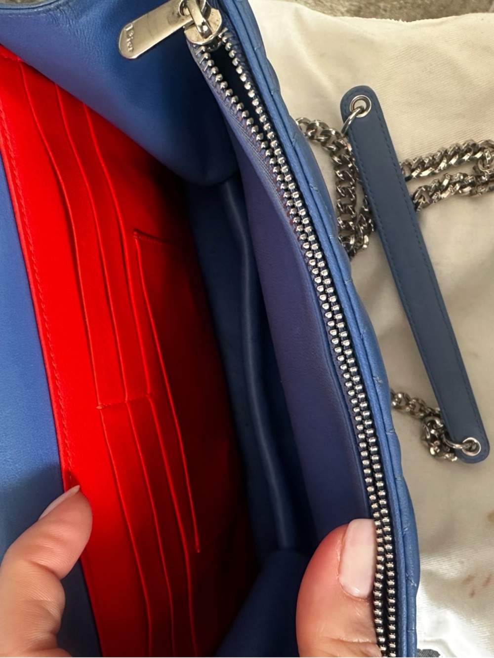 Dior Small Quilted Leather Mini Bag in Periwinkle Blue - Picture 7 of 12